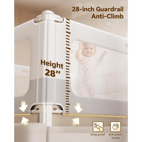 3 Piece Bed Rails for Queen Bed, No-Drill Needed Baby Bed Rail Guard | Thickened Bed Bails for Toddlers, Child Safety Side Railing Guards, Height Adjustable Bedrail for Kids, 60x78.7x78.7in