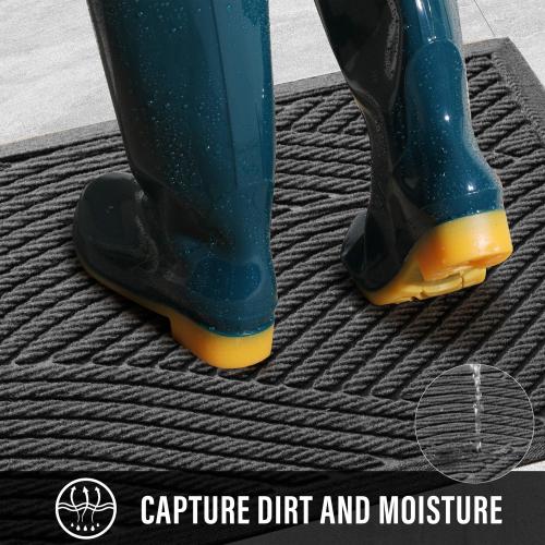 GREY Sturdy Front Door Mat, Absorbent Muddy Dirt Resist Welcome Door Mats Outdoor Indoor, Stain and Fade Resistant, Non-Slip Backing Entry Mat Low Profile Doormat for Entryway, 72×24, Grey