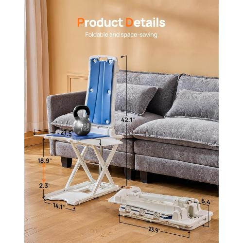 PERLECARE Electric Chair Lift, 308 lbs Capacity, Floor Lift for Elderly Falls, IP68 Waterproof Bath Lift for Tub, Foldable & Rechargeable Design, Remote Control, for Fall Recovery & Home Care