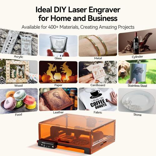 Laser Engraving Machine, Woxcker L2 MAX 10W Enclosure Laser Engraver, CNC Engraving Machine 0.01mm High Precision Laser Engraving and Cutting for Wood Stainless Steel Glass