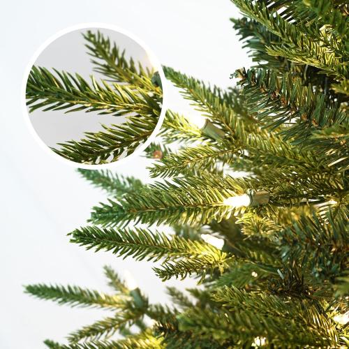 Prelit Artificial Full Christmas Tree 4FT with 907 PE PVC Tips, Premium Pre-Lit Holiday Xmas Tree with 150 UL Incandescent Lights, Metal Hinges & Foldable Base for Home Office Party, Green