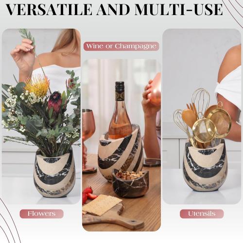 Gusto Nostro Marble Wine Chiller Bucket - 750ml Wine Bottle Cooler and Champagne Chiller for Party, Kitchen, Bar Cart Decor to Chill & Keep Bottles Cold - With Unique Wine Lovers Gift Box