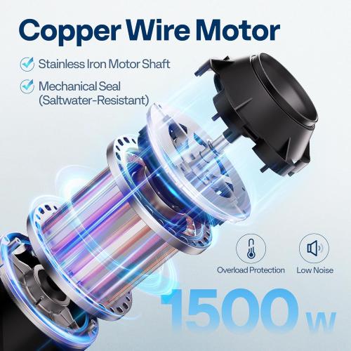 VIVOHOME 2.0HP Pool Pump - 115V/230V Self-Priming Motor - In-Ground/Above Ground - 6800GPH Energy Efficient - 1.5, 2, and 1.25-1.5 Connectors w/Strainer Basket