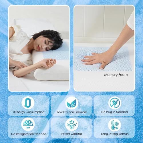 macinso Gel Cooling Pillows for Sleeping, Cooling Memory Pillows for Side Back Stomach Hot Sleepers, Gel Layer Provides Coolness Luxury Memory Foam Pillow for Neck and Shoulder 1Pcs