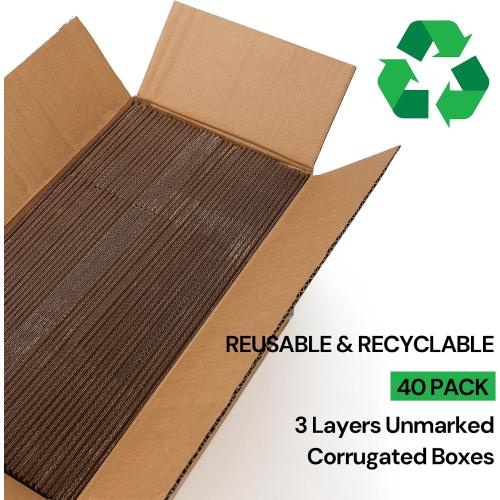 Rempry 40 Pack 9x4x3 Shipping Boxes Brown, Small Corrugated Cardboard Box for Mailing, Packaging Small Business, Kraft Mailer Boxes