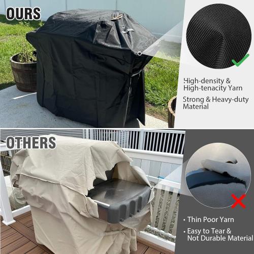 Ultimate Durable Grill Cover for Weber Genesis 300 & Genesis II 300 Series Grills,Heavy Duty Waterproof Rip-Proof 58 BBQ Cover,Fade Resistant 7130 Gas Grill Cover with Strap for Weber 3 Burner Grill