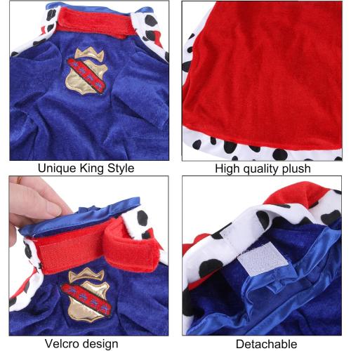 Size S-M Dog King Costume - Halloween Prince Dog Costume, Pet King Cloak Costumes Includes Ruby Crown Hat & Cape for Small Medium Dogs Pets, Puppy Royal Cosplay Outfit for Halloween Christmas Party,