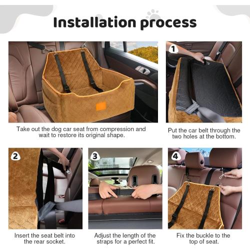 Dog Car Seat for Large/Medium Dog, Dog Booster Seat for Dogs Under 55Lbs Or 2 Small Dogs, Detachable and Washable Travel Dog Seat with Thick Cushion and Storage Pockets,Black