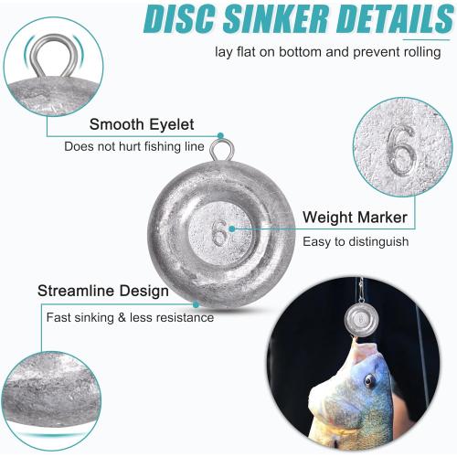 Disc Sinkers Fishing Weights, Coin Fishing Sinkers Weights Saltwater Surf Fishing Weights Bottom Drifting Trolling Catfishing Fishing Sinkers Saltwater Gear Tackle 6oz
