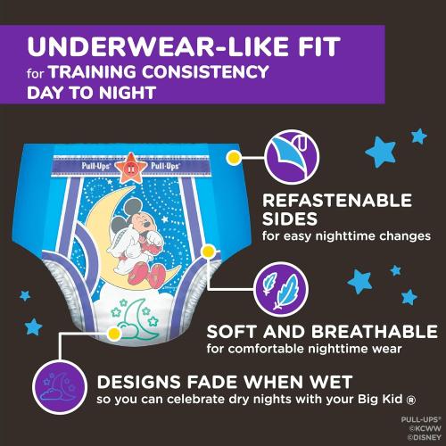 Pull-Ups Boys' Night-Time Potty Training Pants, Size 3T-4T Overnight Training Underwear (32-40 lbs), 60 Ct