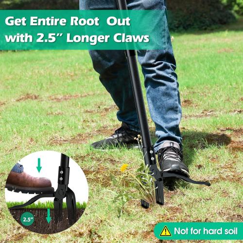 Lilyvane Weed Puller with Long Handle- 63inch - Adjustable Stand Up Weed Puller Tool, Heavy Duty Stand Dandelion Digger Puller, Ergonomic Standing Weeding Puller Tool Weed Picker for Garden Lawn