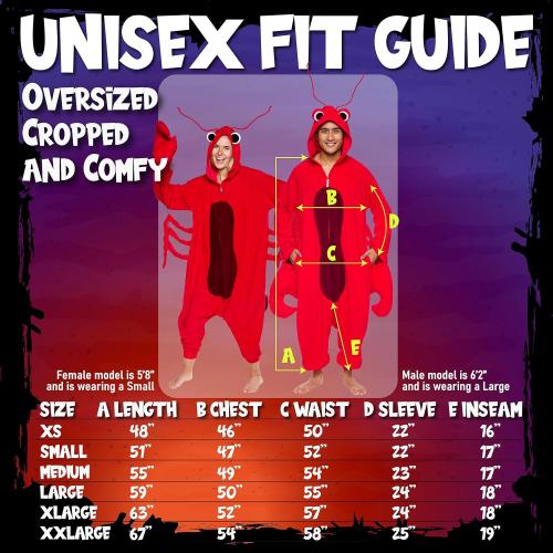 One size Funziez! Sea Creatures Onesie Lobster, Clown Fish, Hammerhead Shark, Octopus, Squid - Plush Adult Animal Costume Jumpsuit
