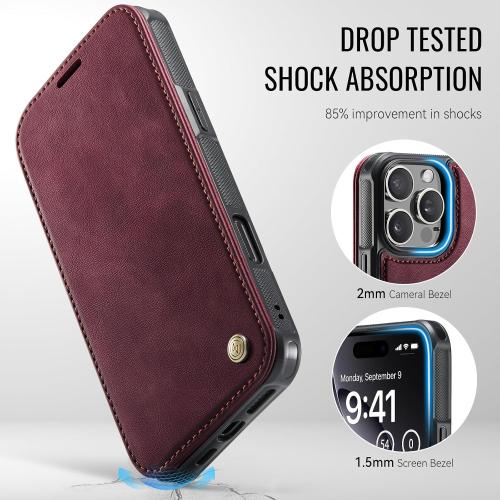 for iPhone 16 Pro Wallet Case Compatible with Magsafe, Burgundy