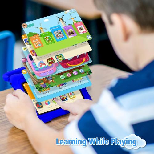 Veidoo Kids 7 Android Tablet PC, 2GB RAM, 32GB ROM, Safety Eye Protection, WiFi, Dual Camera, Games, Parental Control APP, Silicone Case (Dark Blue)