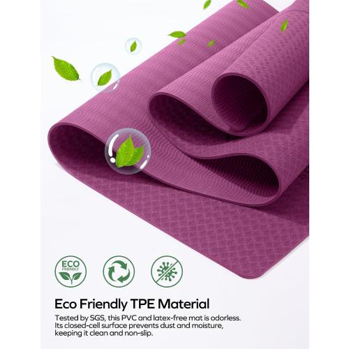 Ewedoos Eco Friendly Yoga Mat with Alignment Marks TPE Yoga Mat Non Slip Hot Yoga Mat Thick 1/4'' Anti-Tear Surfaces Exercise Mats for Home Workout Fitness Pilates