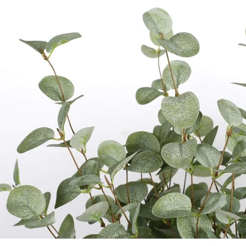 6 Pcs 27 Eucalyptus Stems Greenery Stems Eucalyptus Leaf Spray in Green Silk Plastic Plants Floral Artificial Plants for Home Party Wedding Decoration