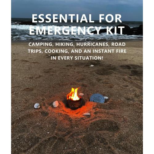Portable Campfire, Holder and Extinguish Included, Reusable Fire Pit for Camping, Smores, Picnics - Made with Recycled Soy Wax Up to 3-5 Hours Burn Time - Tabletop Fireplace, Emergency Heat - 6 Pack