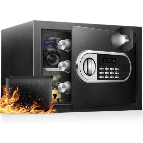 1.3 Cu Ft Safe Box for Home Steel Electronic Digital Safety Box Personal Security Lock Box with LED Sensor Light & Emergency Type-C External Charge for Money Jewelry Documents