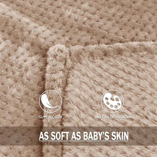 Exclusivo Mezcla Fleece Throw Blanket Extra Large, Super Soft and Warm Blankets for Couch, Sofa and Bed Waffle Textured, Cozy, Fuzzy and Lightweight (Camel, 50x70 Inches)