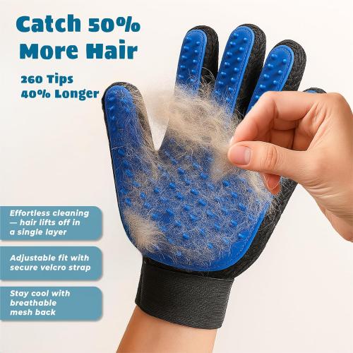 Cat & Dog Grooming Gloves for Shedding – Efficient Pet Grooming Gloves 2-in-1 Deshedding Brush & Massage Mitt | Perfect for Long and Short Hair (1 Pair)