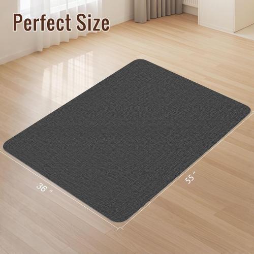 Wansimoo Office Chair Mat for Hardwood and Tile Floor, 36x55 Floor Mat, Heavy Duty Computer Gaming Chair Mat, Anti-Slip, Non- Curve, Desk Chair Mat,Floor Protector for Home Office(Black)