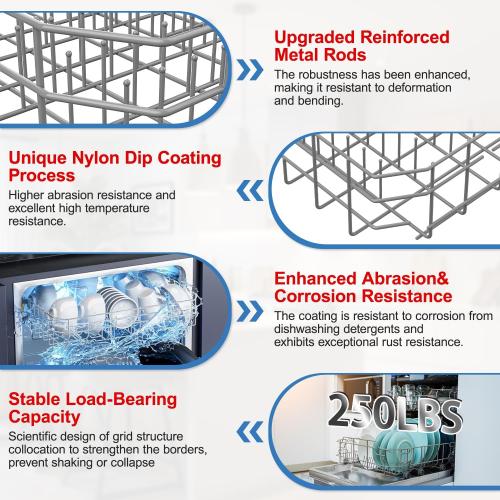 2026 UPGRADED W10728159 Dishwasher Lower Rack Replacement W10525646,Compatible with Kitchenaid Kenmore Whirlpool Maytag Dishwasher Bottom Rack Parts KDFE104DSS4/KDTE104ESS4,Comes 4pcs WP3376961 Roller