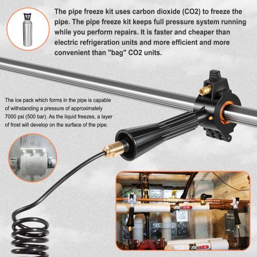 Pipe Freeze Kit, CST2 Pipe Freezing Kit For 1/8 to 2 OD, Use CO2 To Freeze Tube Wire Plumbing, Water Line Repair Tool Kit, Replacement For Cold Shot Pipe Freeze Kit