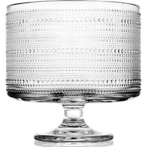 MDLUU Glass Trifle Bowl with Pedestal, 3.43qt Footed Dessert Stand, Vintage Centerpiece Bowl for Layered Cakes, Fruits, Salad (Raindrop Pattern)