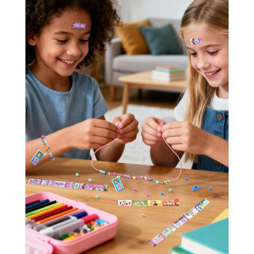 Sticky Rolls Bracelet Making Kit for Kids – 80 Reusable Stickers with Surprise Rolls, DIY Craft Bracelets for Girls Boys Ages 5-12, Fun Classroom Party Gift Activity