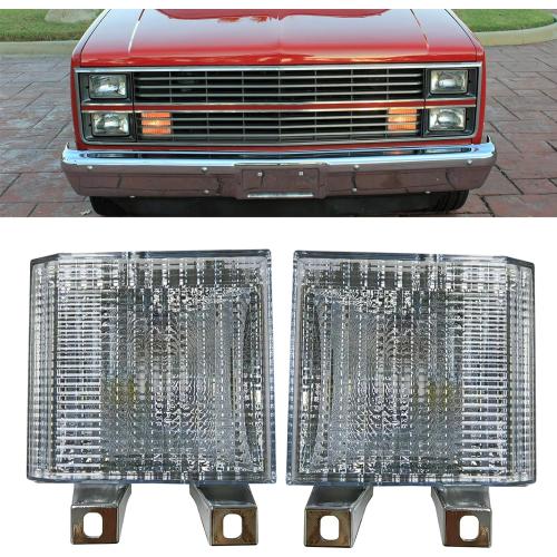 Pair Clear Lens Park/Signal Lights Compatible with 1983-1988 Chevy Blazer GMC Pickup Truck Driver and Passenger Side w/quad headlamps replaces 918045 918046