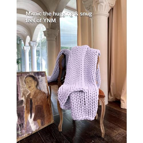Color lavender YnM Chunky Throw Blanket, Medium-Weight, Hand Knitted, Skin Friendly, Ventilated and Breathable, Machine Washable, Home Décor Piece for Couch, Sofa and Bed (Iris Lavender)