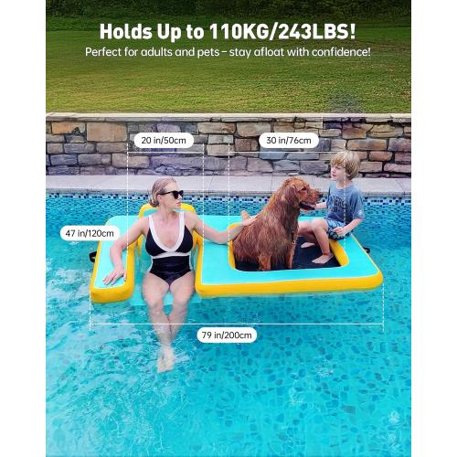 Innovative Inflatable Dog Pool Float with Seat – Durable PVC Water Raft for Adults & Dogs – Enjoy Water Fun Together – 242 lbs Capacity – Portable Floating Lounge