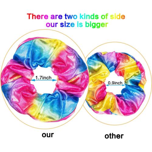 Tatuo 18 Pieces Rainbow Hair Scrunchies Elastic Bands Scrunchy Colorful Hair Ties Ropes for Women Girls Gymnastics Birthday Party Favors, Large(Rainbow Colors)