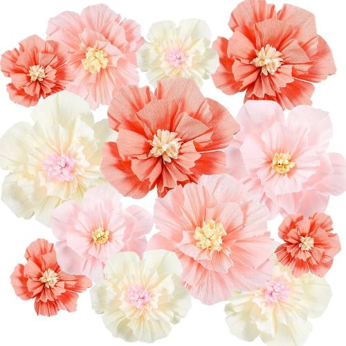 Cholemy 36 Pcs Tissue Paper Flowers, Crepe Decoration, Elegant Color