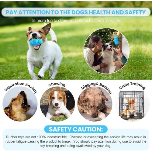 PIFFZEDO Dog Toys for Aggressive Chewers,Interactive Natural Rubber Chew & Squeaky Toy for Medium Breed Only(Not for Small Dog),Dog Toothbrush,Tough & Durable (Azure,Medium)
