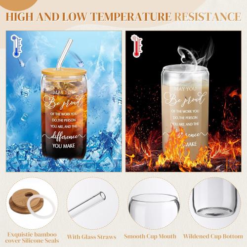 Talltalk 7 Pcs Employee Appreciation Gift Set for Women Thank You May You Be Proud Gift Glass Cup Journal Canvas Makeup Bag Ballpoint Christmas Gifts for Teacher Nurse Volunteer Coworker Staff