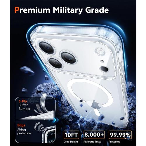 FNTCASE for Phone 18 Pro Case / 17 Pro Case Clear with Screen Protector