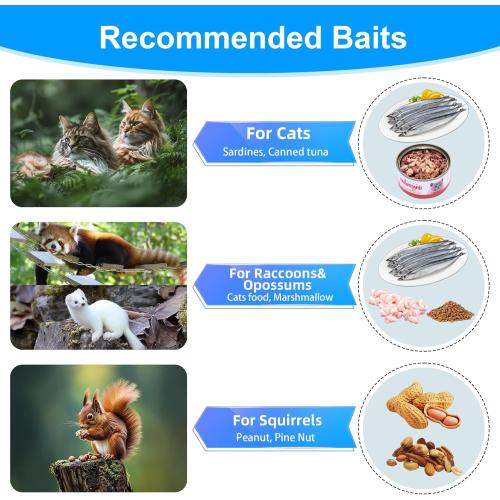 32 Live Animal Trap Cage, Heavy Duty Folding Live Animal Cage Trap for Stray Cats, Raccoons, Squirrels, Rabbits, Opossums, Groundhogs, Armadillos up to 16.5 lbs - 32 L x 11 W x 13 H