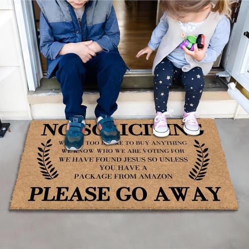 No Soliciting Please Go Away 30x18 Keep Dirt Out with Rubber Door Mat Outdoors Outdoor Doormats for Front Door Winter Door Mat Outdoor Non Skid Rug