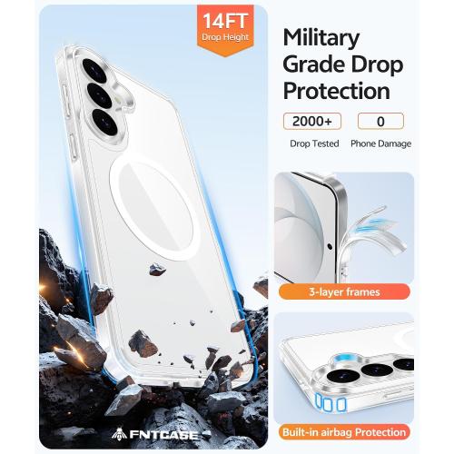 FNTCASE for Samsung Galaxy S26 Case: [Fit for Magsafe] [Screen Protector] Anti Yellowing Transparent Clear Military Grade - Shockproof Protective Phone Cover for Samsung S 26 - Clear
