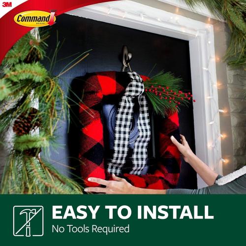 Command Outdoor Metal Hook, 1 Hook, 2 Strips, Water-Resistant Strips (FC13-BN-AWES)