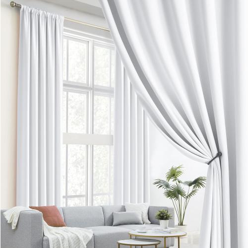 DUALIFE Extra Long Curtains 132 Inch Length- Vertical 11 ft Length Drapes 2 Story Long, High Ceiling Back Tab Loop Pocket Window Curtain for High Living Room,52 x 132 Inch, 2 Panels