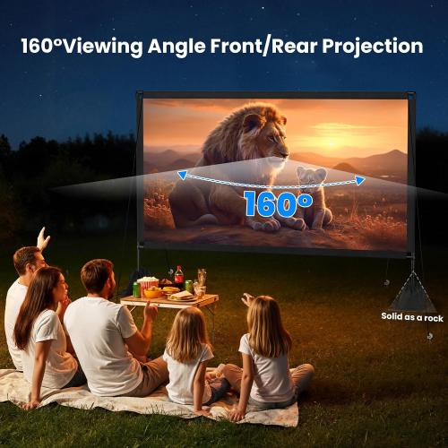 120inch Projector Screen with Stand: Portable Projector Screen Outdoor Indoor Front/Rear16:9 4K HD with Carry Bag Sandbag- Movie Screen for Backyard Moive Night, Camping, Theater