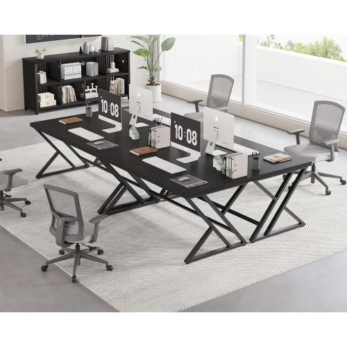 LVB Black Desk, Modern Gaming Writing Computer Desk for Home Office, Metal Wood Study Work PC Computer Table for Bedroom, Industrial Executive Student Workstation Desk, 47 Inch, Black Oak