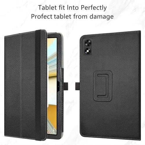 LiuShan PU Leather Slim Folding Stand Cover for UMIDIGI G3 Tab, Vortex Z TAB 10, T10M Pro - 10.1 Tablet Case, Black
