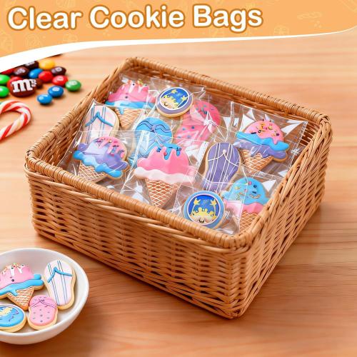 PigPotParty Cookie Bags 3''x 5, 100 Pcs Self Sealing Cellophane Treat Bags, Small Clear Plastic Goodie Bag for Gift, Snack, Party Favor, Candy