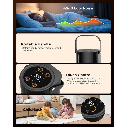 Portable Electric Space Heater - 1500W PTC Ceramic Fast Safety Heat Heaters with Remote, Timer, 70° Swing, LED Display and Child Lock for Office Bedroom Home Indoor Use