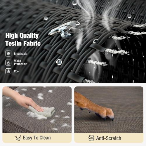 Veehoo Cooling Elevated Dog Bed, Raised Pet Cot with Guardrail & Slope Headrest, Durable Breathable Teslin Mesh, Non-Slip Feet, Washable Dog Couch Bed for Indoor & Outdoor, Large 47 x 32, Brown