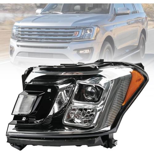 Halogen Headlight w/Bulbs Front Left Driver Side Headlamp Assembly JL1Z-13008-J JL1Z13008J FO2502370 Compatible with Ford Expedition XLT Limited 2018-2021
