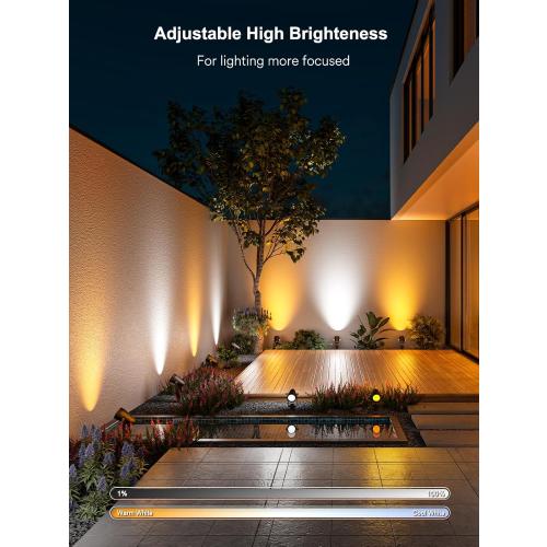 ANGELHALO Smart Landscape Spotlights, Low Voltage IP65 Waterproof Outdoor Spotlights Compatible with APP/Voice/Alexa Control, Color Changing Lights for Yard Garden Pathway Lawn, 6 Pack